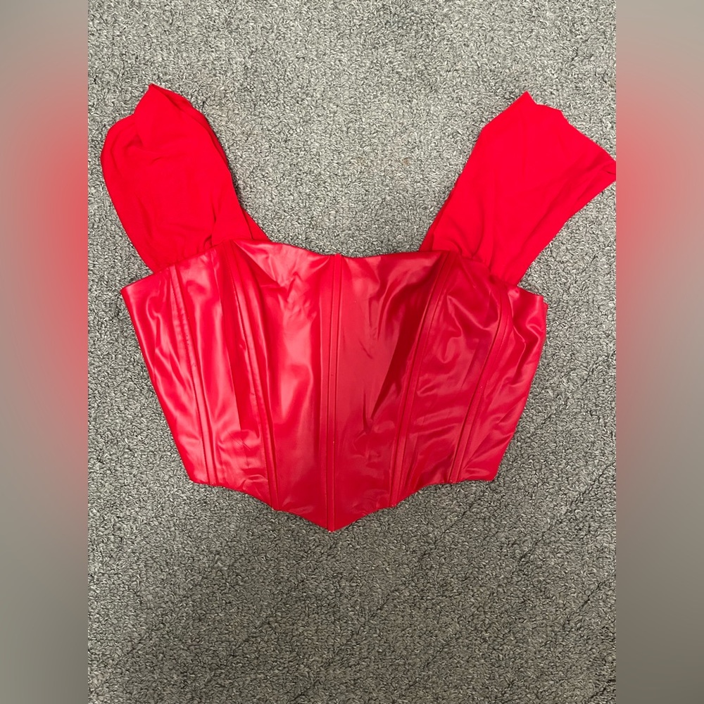 Red Pleather Corset Top ❤️